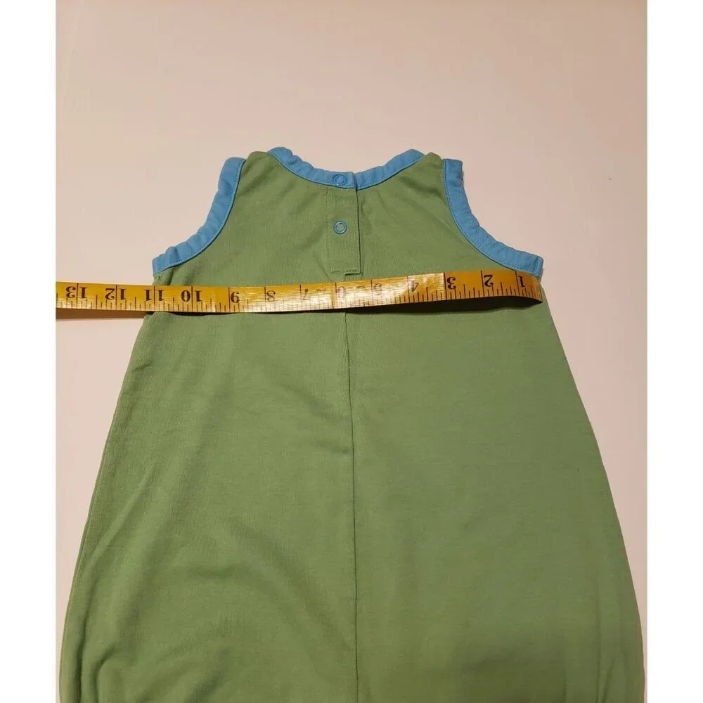 Hanna Andersson romper sz 80 18-24 green flower applique one piece summer beach